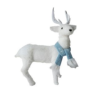 Rena em Pé Decorativo de Natal - Branco/Azul - 58cm - 1 unidade - Rizzo