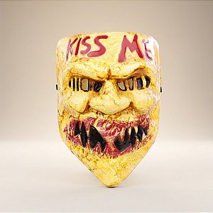 Máscara de Halloween Kiss Me - Amarelo/Vermelho - 1 unidade - Cromus - Rizzo