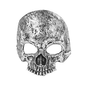 Máscara de Halloween Caveira Metalizada - Preto/Cinza  - 1 unidade - Cromus - Rizzo