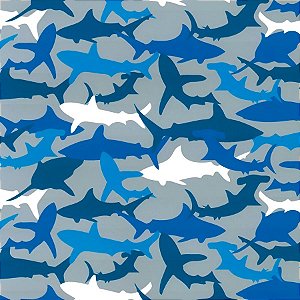 Saco Para Presentes - Metal Tubarão Azul  - 25 unidades - Cromus - Rizzo