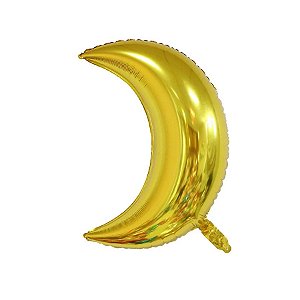 Balão de Festa Metalizado 27" 70cm - Lua Crescente - Ouro - 1 unidade - Rizzo