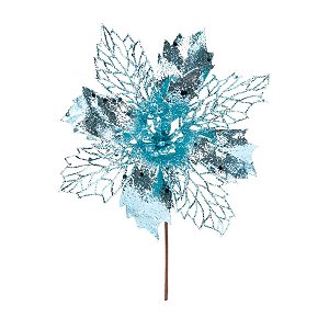 Flor de Cabo Curto de Natal - Azul Claro - 21cm - 1 unidade - Cromus - Rizzo