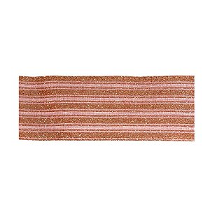 Fita Decorativa Listrada Rosa e Dourado - 6,5x914cm - 1 unidade - Rizzo
