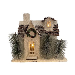 Casinha decorativa de Natal com Led - Branca - 20cm - 1 unidade - Rizzo