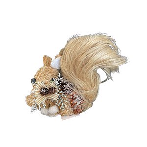Enfeite de Natal Esquilo Natural deitado - 15cm - 1 unidade - Rizzo