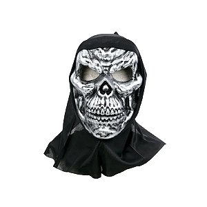 Máscara de Halloween Caveira de Prata - Preto/Prata - 1 unidade - Cromus - Rizzo