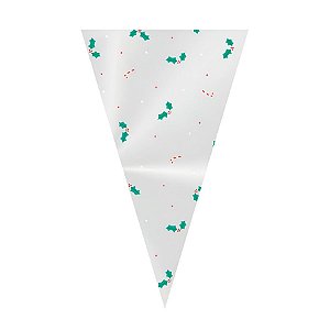 Cone para Festa - Azevinho de Natal - 29,5x17,5cm - 50 unidades - Cromus - Rizzo