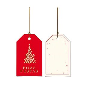 Tag Decorativa de Natal - Boas Festas - 5x8cm - 12 unidades - Cromus - Rizzo