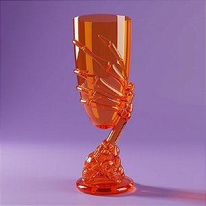 Taça de Halloween - Mão Esqueleto Laranja  - 1 unidade - Rizzo