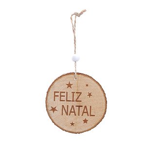 Enfeite para Pendurar - Mini Tronco Feliz Natal - 9cm - 1 unidade - Cromus - Rizzo