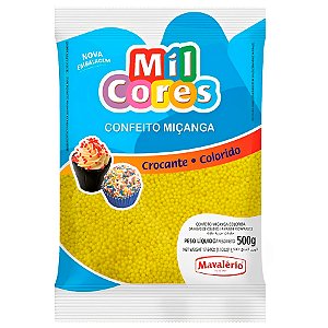 Confeito Miçanga Mil Cores Nº 0 Amarela  - 500 g  - Mavalério