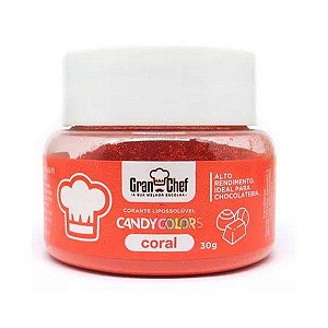 Corante em Pó Lipossolúvel Candy Colors Coral 30g Granchef