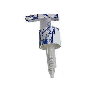 Válvula Pump Reto - Floral Branco e Azul - 1 unidade - Rizzo