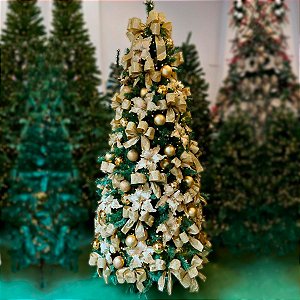 Arvore de Natal decorada luxo 2,10m + kit de 80 enfeites prata E azul