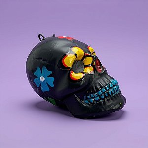 Enfeite Decorativo Halloween - Caveira Corrente Mexicana Preta - 1 unidade - Rizzo