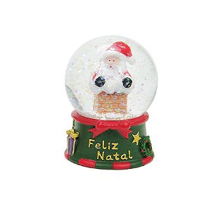 Enfeite de Natal - Globo de Neve Papai Noel na Chaminé - 6cm - 1 unidade - Cromus - Rizzo