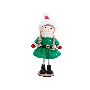 Enfeite de Natal - Elfo Menina em pé Verde - 17,5cm - 1 unidade - Cromus - Rizzo