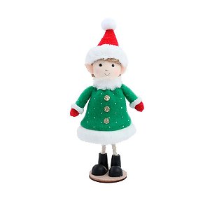 Enfeite de Natal - Elfo Menino em pé Verde - 17,5cm - 1 unidade - Cromus - Rizzo