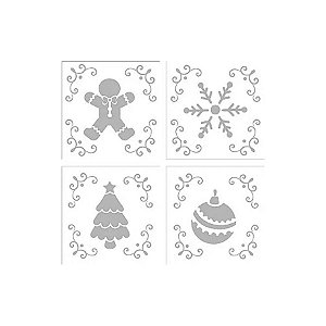Kit Mini Stencil 2 Natal - 7x7cm - 4 unidades - BlueStar - Rizzo