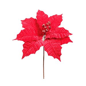 Poinsétia Decorativa de Natal - Vermelho - 20cm - 1 unidade - Cromus  - Rizzo