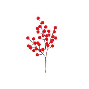 Galho Curto de Natal - Pompom Vermelho - 30cm - 1 unidade - Cromus  - Rizzo