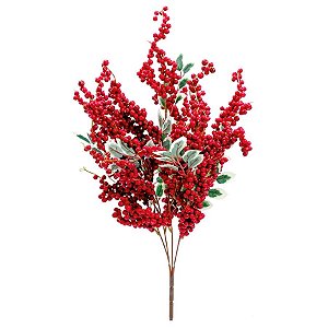 Galho Decorativo de Natal - Frutas Vermelho e Verde - 45cm - 1 unidade - Cromus - Rizzo