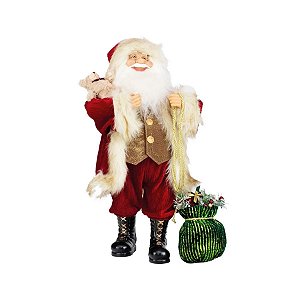 Papai Noel Decorativo com Urso - 60cm - 1 unidade - Cromus - Rizzo