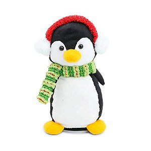 Pinguim de Pelúcia de Natal - Repete Falas com Movimento - 1 unidade - Cromus - Rizzo
