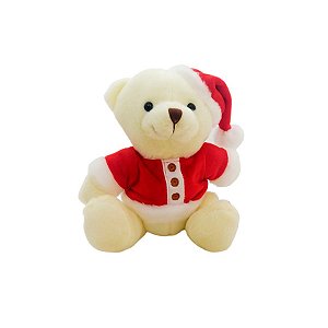 Urso de Pelúcia de Natal - Gorro Noel - Branco - 1 unidade - Cromus - Rizzo