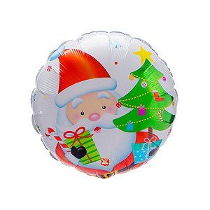 Balão de Festa Metalizado 18" 45cm - Redondo Papai Noel  - 1 unidade - Balões São Roque - Rizzo