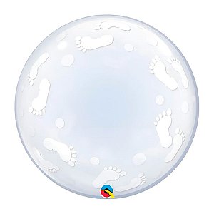 Balão de Festa Bubble 24" - Pegadas de Bebê - 1 unidade - Qualatex - Rizzo