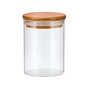 Pote de Vidro com Tampa de Bambu 11x8cm - 480ml - 1 unidade - Rizzo