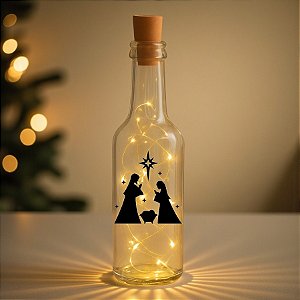 Garrafa de Vidro Long Neck com Rolha LED - Sagrada Família - 1 unidade - Rizzo