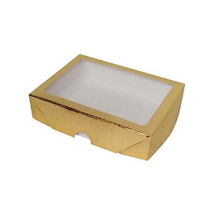 Caixa com Visor S27 (15cmx20cmx6cm) - Ouro - 10 unidades - ASSK - Rizzo