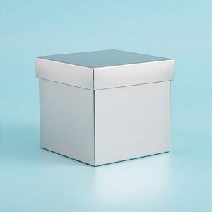 Caixa Cubo Para Presente Metalizada Lisa Prata 8x8x8cm - 10 unidades - ASSK - Rizzo