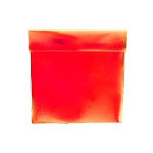 Caixa Cubo Para Presente Metalizada com Textura Vermelho 15x15x15cm   - 10 unidades - ASSK - Rizzo