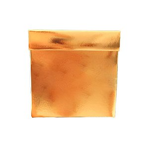 Caixa Cubo Para Presente Metalizada com Textura Dourado 15x15x15cm   - 10 unidades - ASSK - Rizzo