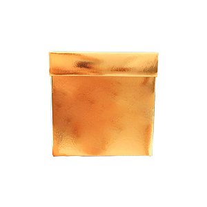 Caixa Cubo Para Presente Metalizada com Textura Dourado 12x12x12cm   - 10 unidades - ASSK - Rizzo