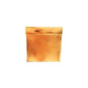 Caixa Cubo Para Presente Metalizada com Textura Dourado 8x8x8cm   - 10 unidades - ASSK - Rizzo