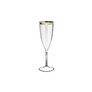 Taça de Champagne com Borda Dourada 180ml - Cristal - 1 unidade - Rizzo