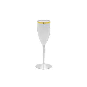 Taça de Champagne com Borda Dourada 180ml - Branco - 1 unidade - Rizzo
