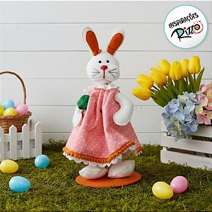 Coelho com Base Laranja em Feltro 37cm - 1 unidade - Rizzo