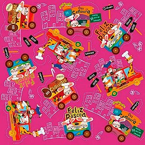 Folha para Ovos de Páscoa Metalizado Food Truck Lilás 69x89cm - 25 unidades - Cromus - Rizzo