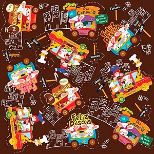 Folha para Ovos de Páscoa Metalizado Food Truck Marrom 69x89cm - 25 unidades - Cromus - Rizzo