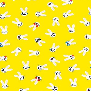 Folha para Ovos de Páscoa Metalizado Coelhinhos Amarelo 69x89cm - 25 unidades - Cromus - Rizzo