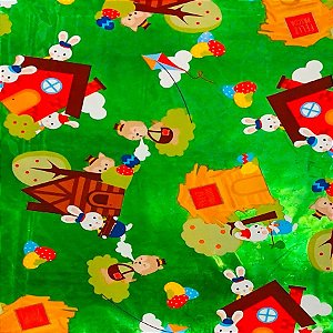 Folha para Ovos de Páscoa Metalizado Os 3 Coelhinhos Verde 69x89cm - 25 unidades - Cromus - Rizzo