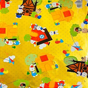 Folha para Ovos de Páscoa Metalizado Os 3 Coelhinhos Amarelo 69x89cm - 25 unidades - Cromus - Rizzo