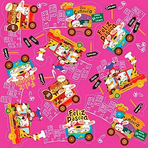 Folha para Ovos de Páscoa Metalizado Food Truck Pink 69x89cm - 25 unidades - Cromus - Rizzo