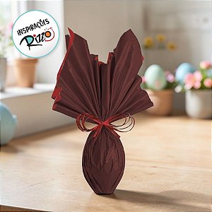 Folha para Ovos de Páscoa Double Face Acetinado Vermelho Marrom 69x89cm - 25 unidades - Cromus - Rizzo