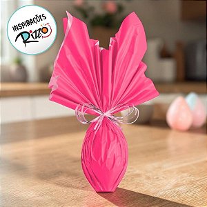 Folha para Ovos de Páscoa Double Face Acetinado Rosa Pink 69x89cm - 25 unidades - Cromus - Rizzo